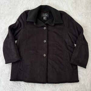 Utex Design Faux‎ Black Suede Sherpa Lined Coat Size 1X